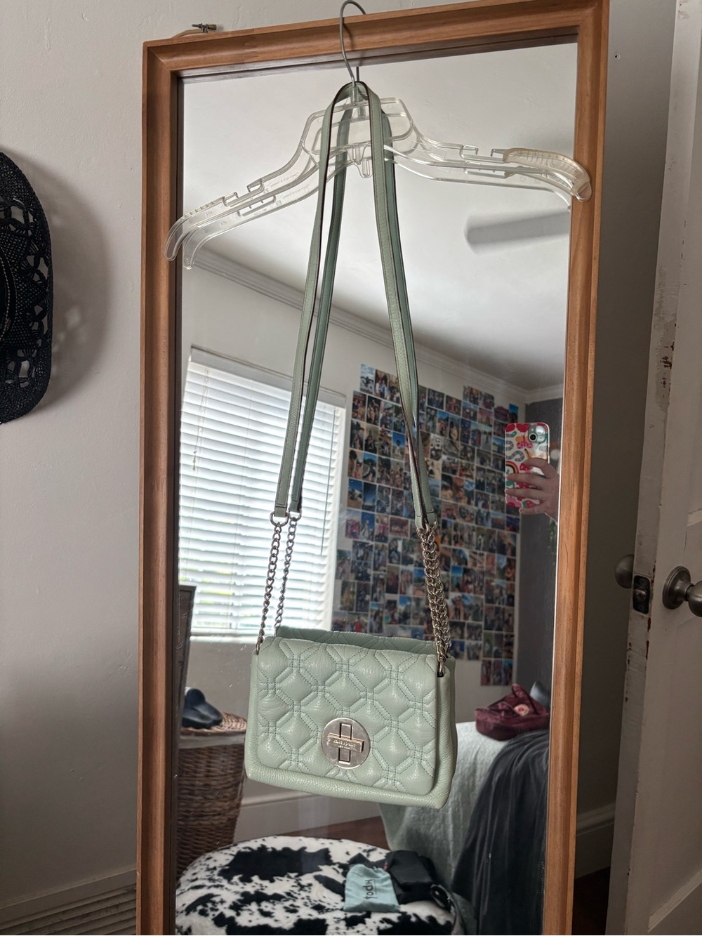 Kate Spade Quilted Light Green Crossbody Shoulder Bag